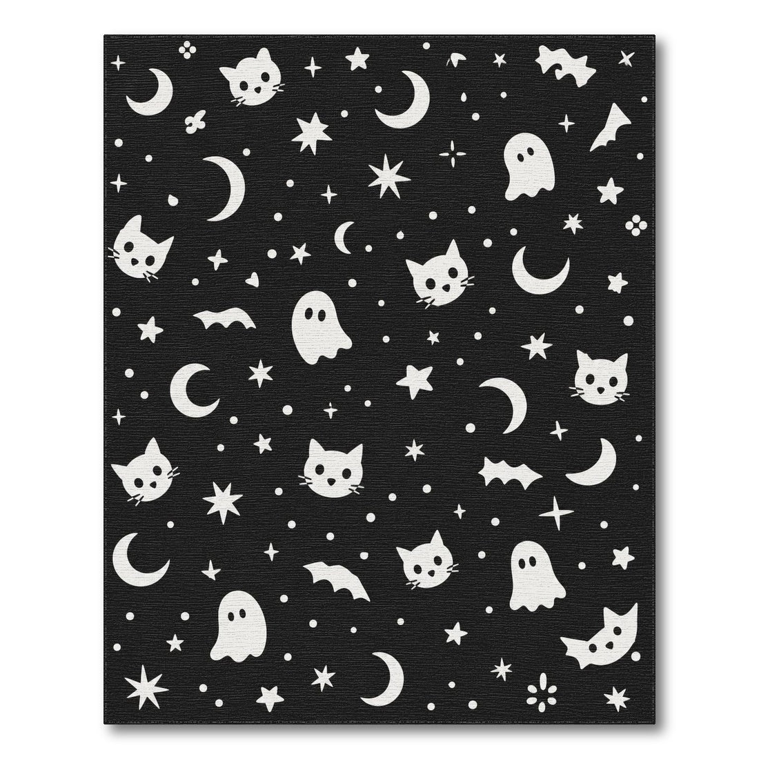 Black Cat Ghost Halloween Washable Area Rug