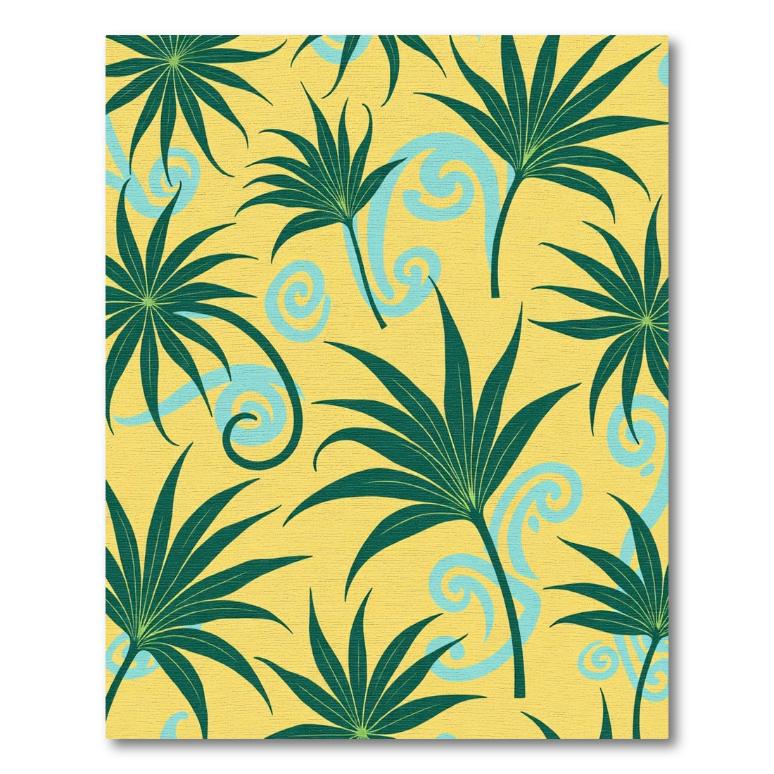 Green Palm Leaf Aquatic Swirl Rug