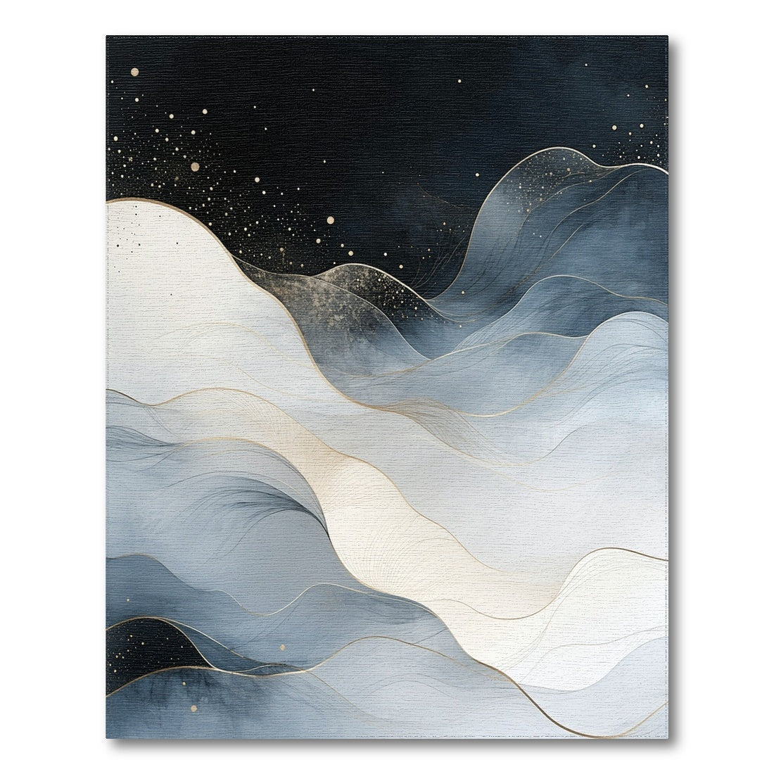 Starry Navy Gold Waves Rug
