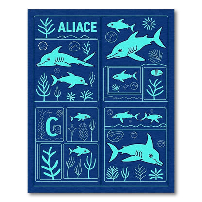 Oceanic Dolphin Shark Aquatic Scene Rug
