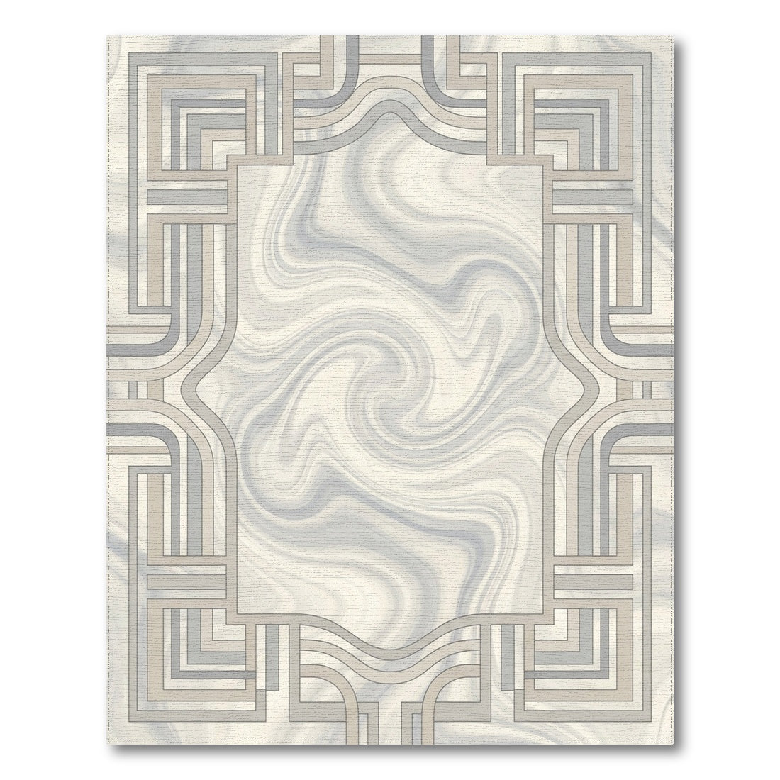 Neutral Geometric Marble Area Rug