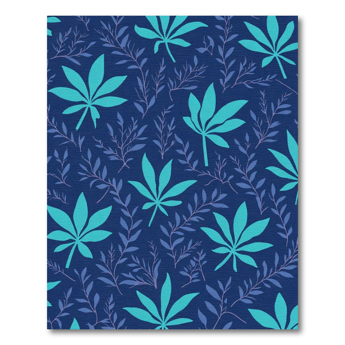 Deep Blue Tropical Leaf Foliage Rug