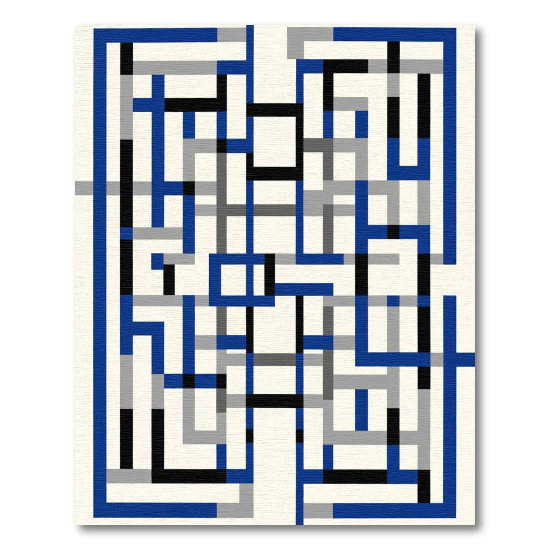 Abstract Blue Black Geometric Lines Rug