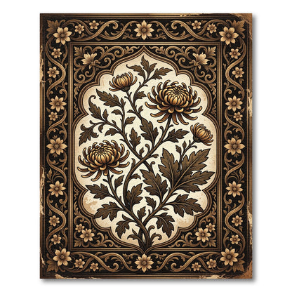 Ornate Golden Floral Arch Bloom Rug