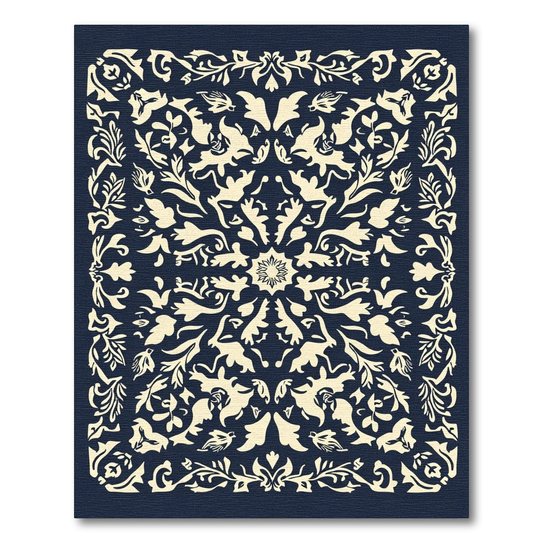 Cream Midnight Floral Medallion Composition Rug