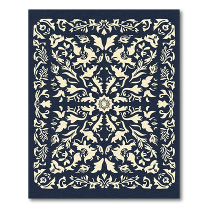 Cream Midnight Floral Medallion Composition Rug
