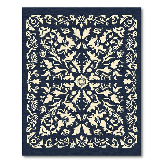Cream Midnight Floral Medallion Composition Rug