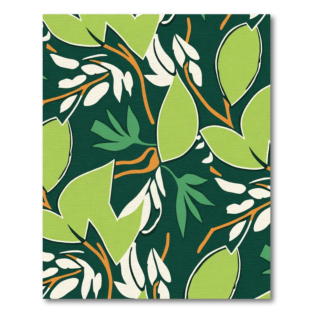 Bold Green Leafy Branch Foliage Rug