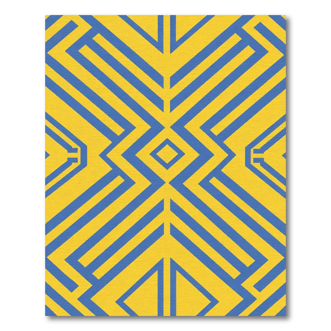 Bold Yellow Blue Geometric Accent Rug