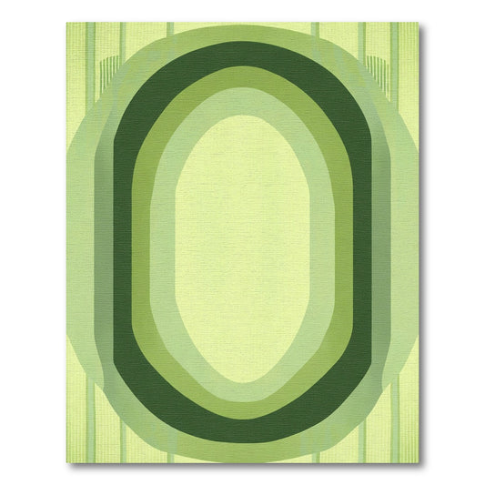 Abstract Green Oval Arch Rug