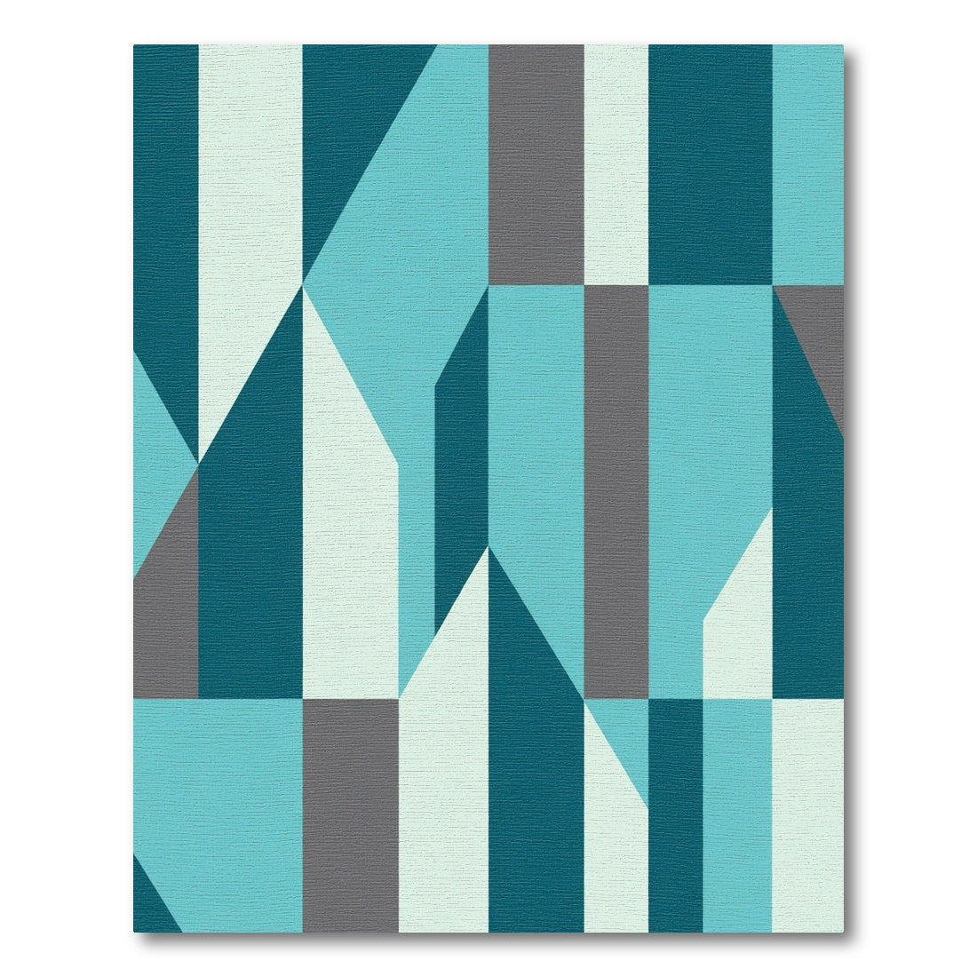 Teal Gray Geometric Blok Landscape Rug