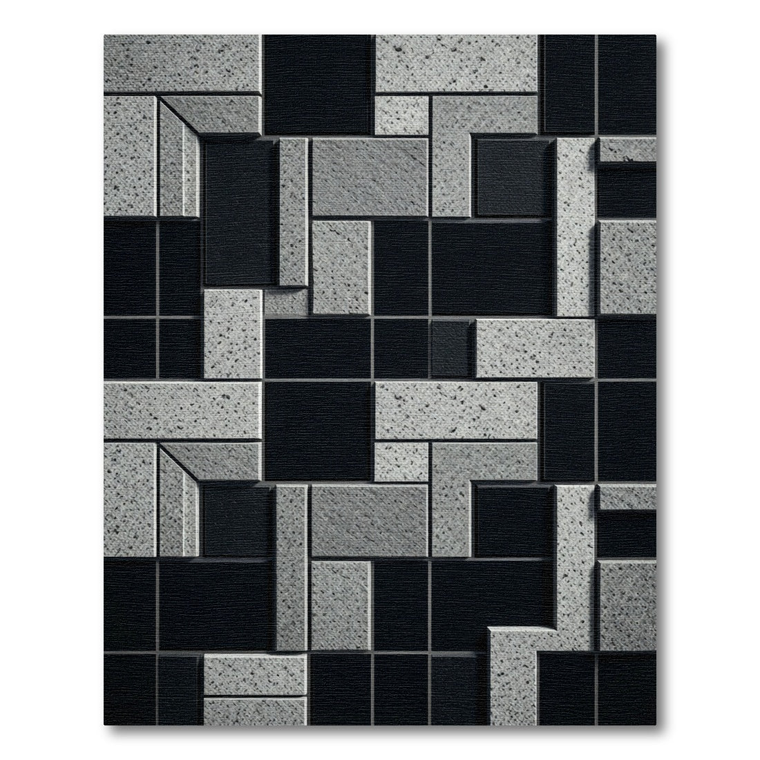 Monochrome Geometric Block Arrangement Rug