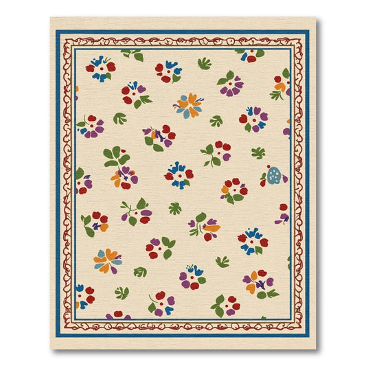 Whimsical Multi-Color Floral Garden Border Rug