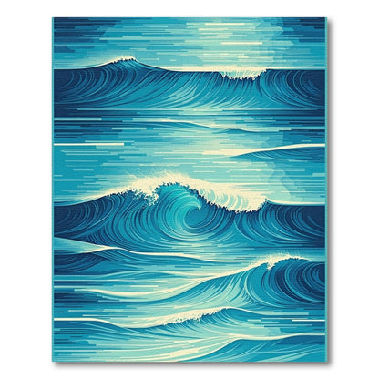 Teal Abstract Curling Waves Rug