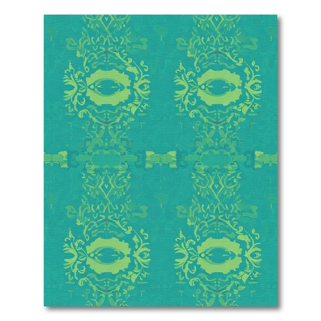 Emerald Green Ornate Scroll Border Rug