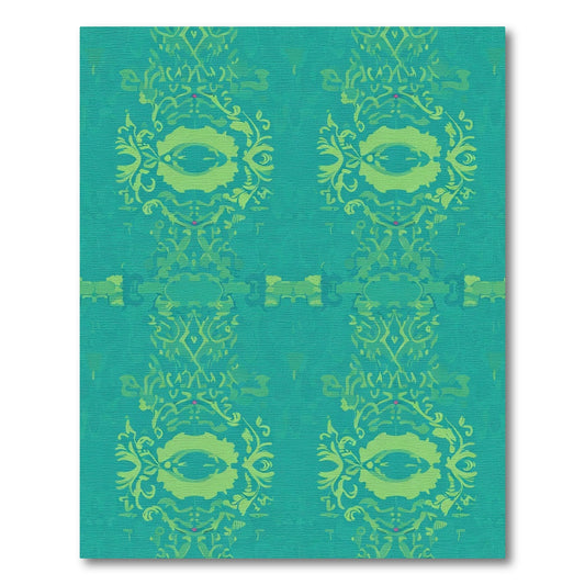 Emerald Green Ornate Scroll Border Rug