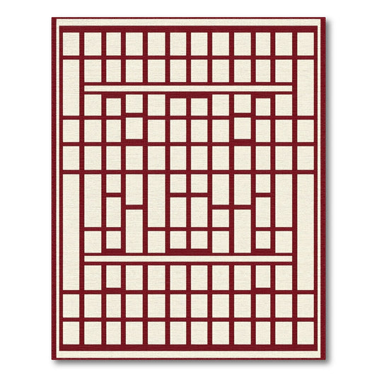 Red Geometric Grid Geometric Modern Area Rug