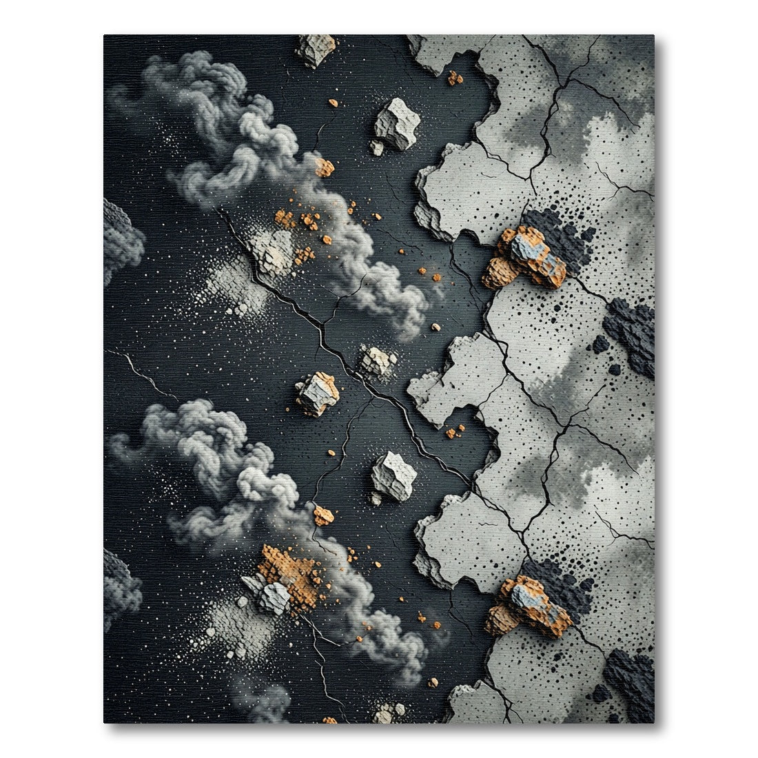 Abstract Smoke Rock Debris Rug