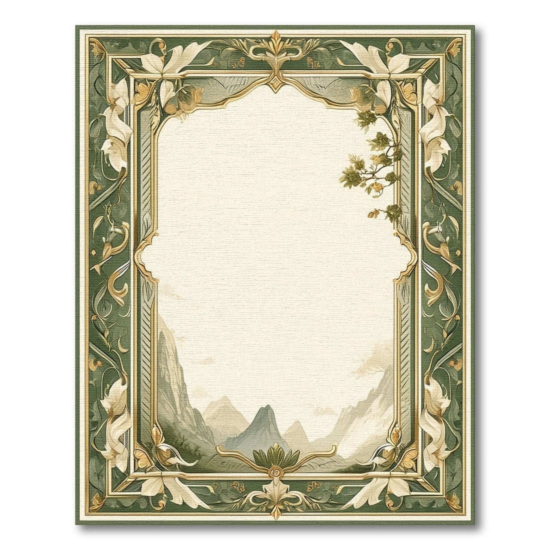 Green Floral Vintage Mountain Rug