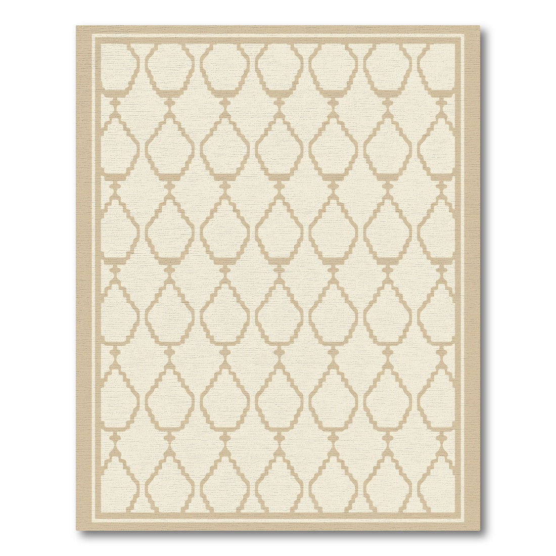 Neutral Tan Quatrefoil Lattice Rug