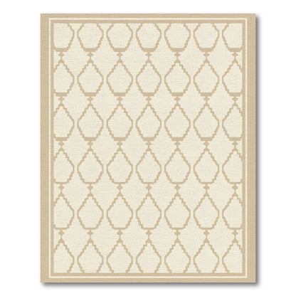 Neutral Tan Quatrefoil Lattice Rug