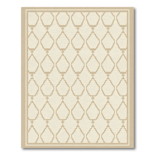 Neutral Tan Quatrefoil Lattice Rug