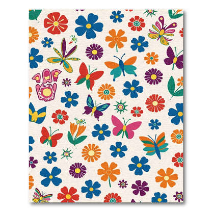 Vibrant Retro Butterfly and Flower Collage Rug