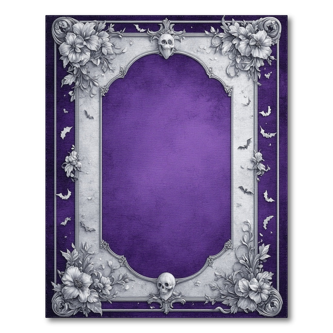 Purple Gothic Ornate Floral Skull Area Rug