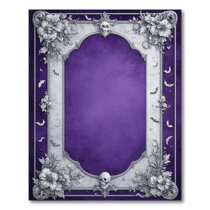 Purple Gothic Ornate Floral Skull Area Rug