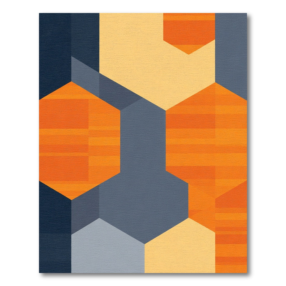 Modern Orange Hexagonal Geometric Abstract Rug