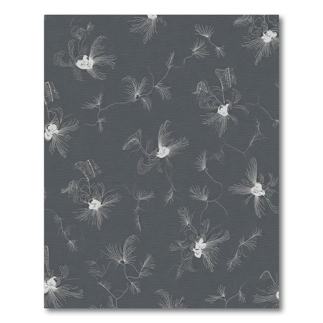 Charcoal White Whimsical Botanical Bloom Rug