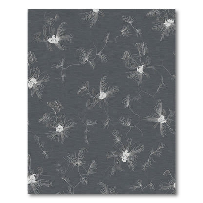 Charcoal White Whimsical Botanical Bloom Rug