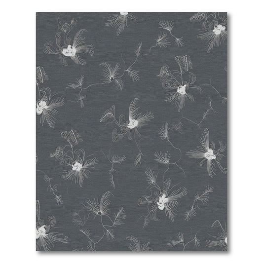 Charcoal White Whimsical Botanical Bloom Rug