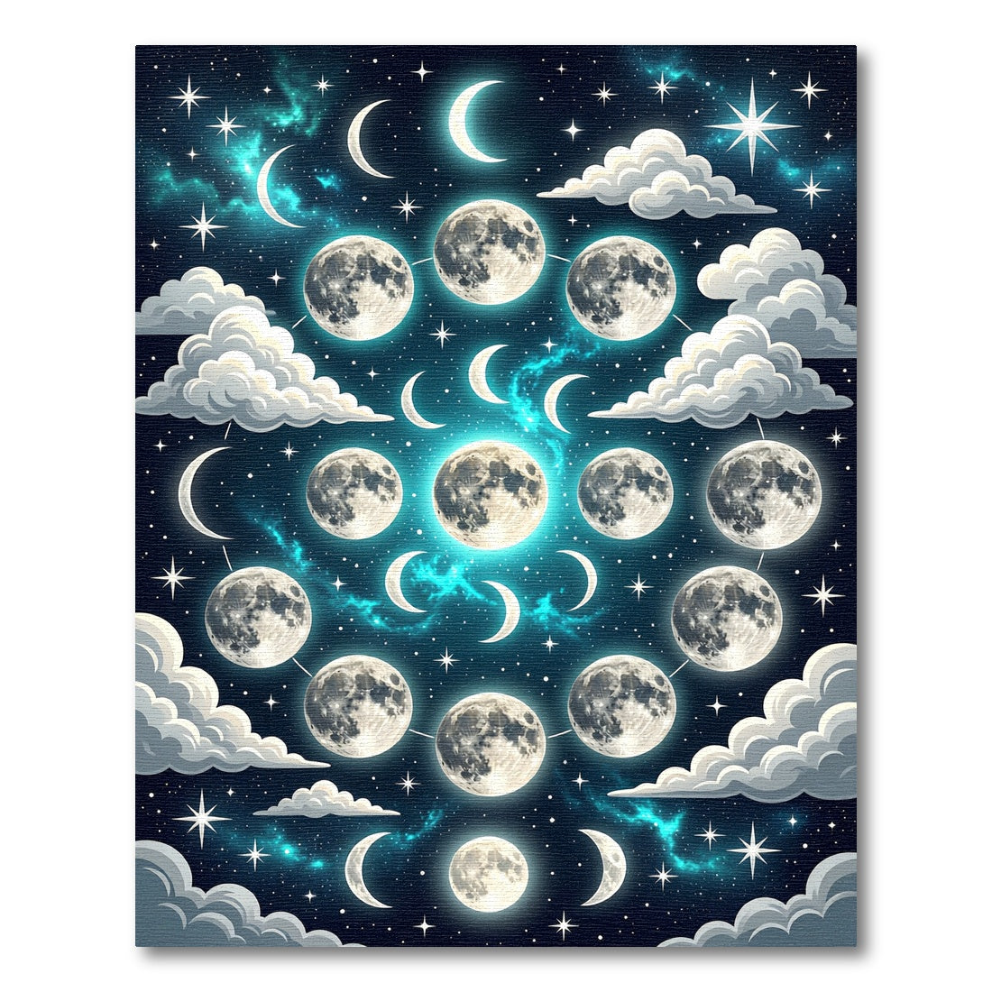 Celestial Moon Phases Galaxy Cloud Rug