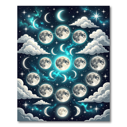 Celestial Moon Phases Galaxy Cloud Rug