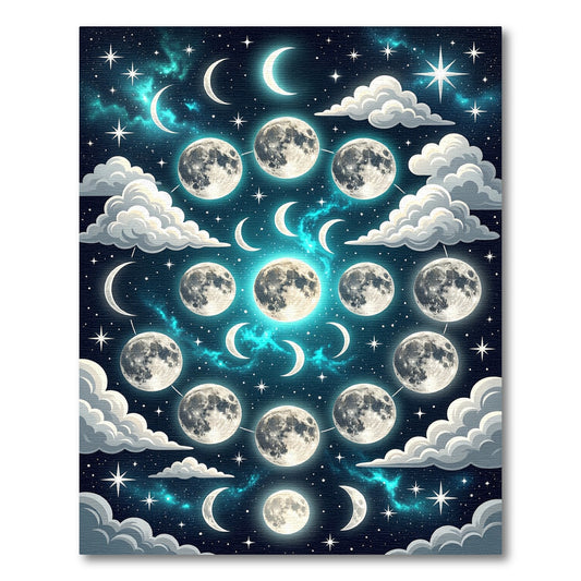 Celestial Moon Phases Galaxy Cloud Rug