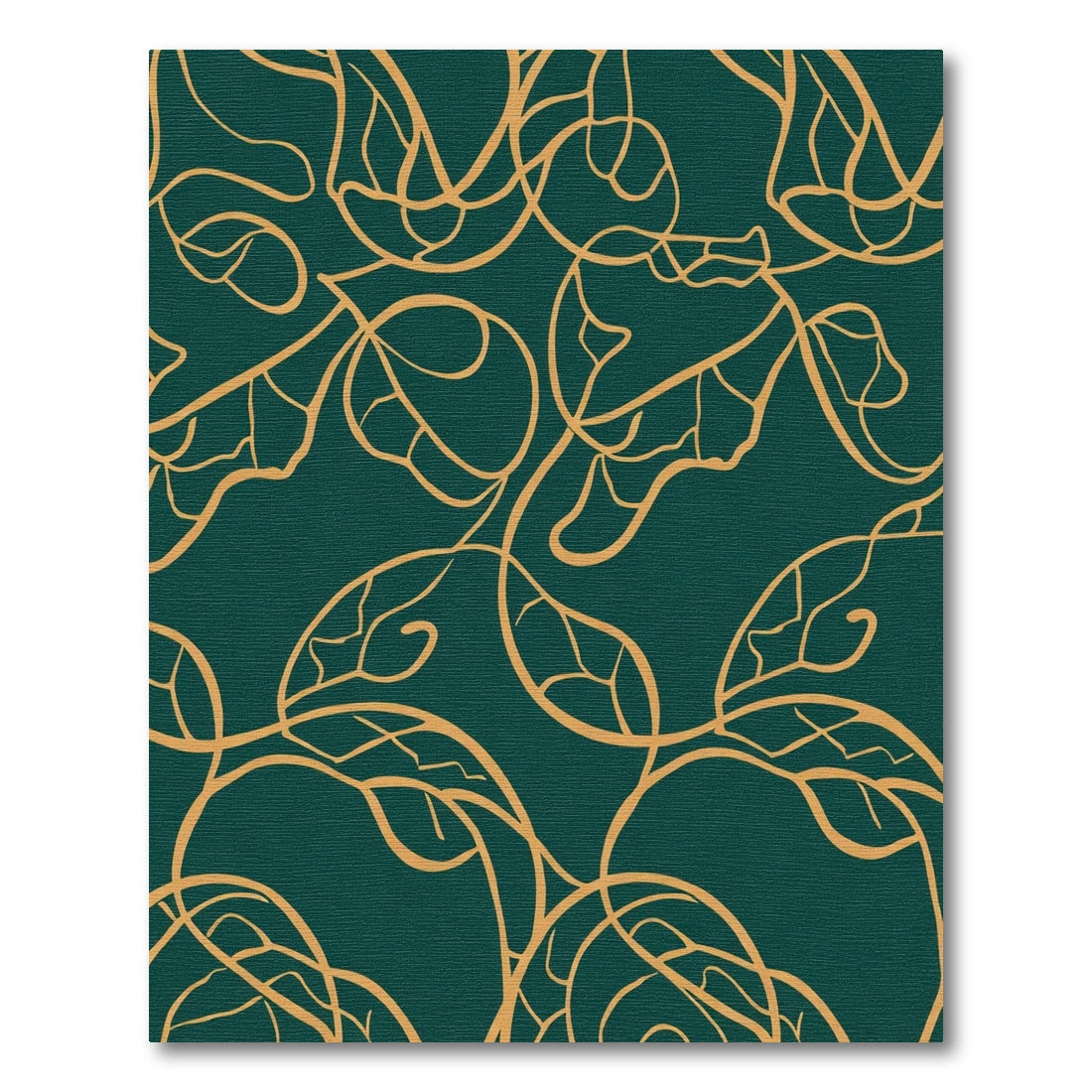 Emerald Gold Leaf Swirl Pattern Rug