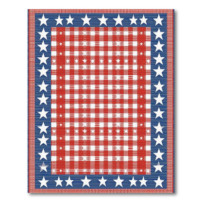 ODIKA Patriotic Star Border Checkered Rug