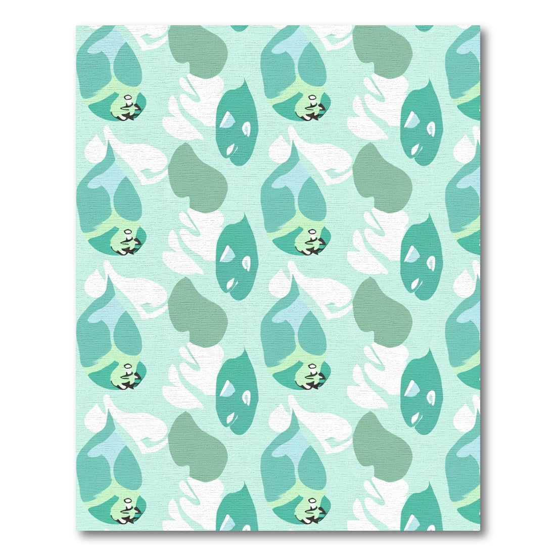 Aqua Blue Abstract Whimsical Faces Rug