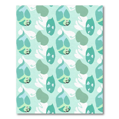 Aqua Blue Abstract Whimsical Faces Rug