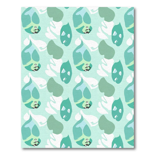 Aqua Blue Abstract Whimsical Faces Rug
