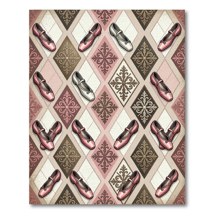 Pink Ballet Flats Argyle Medallions Rug