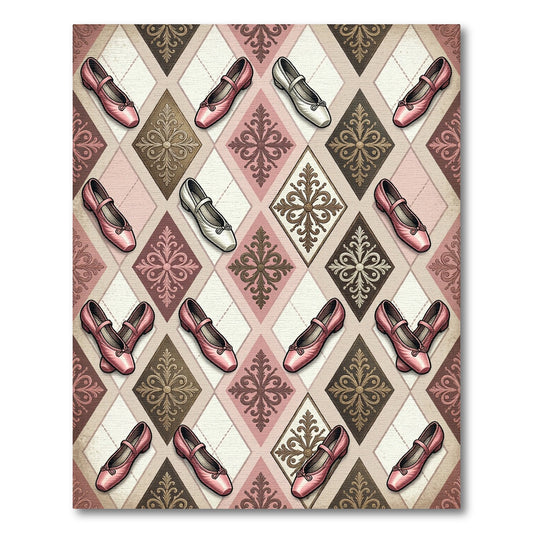 Pink Ballet Flats Argyle Medallions Rug