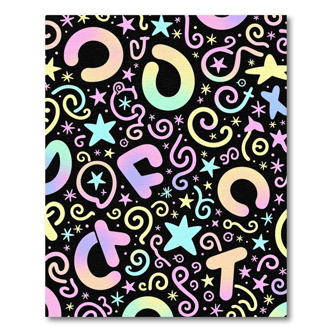 Pastel Rainbow Alphabet Stars Swirls Rug