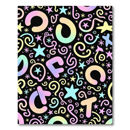 Pastel Rainbow Alphabet Stars Swirls Rug