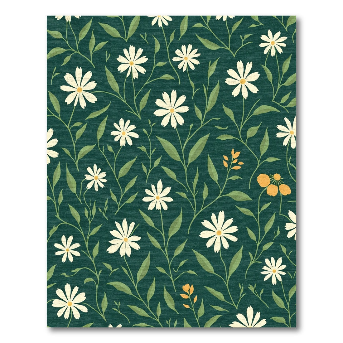 Dark Green Floral Garden Daisy Rug