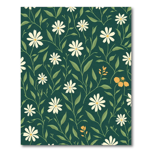 Dark Green Floral Garden Daisy Rug