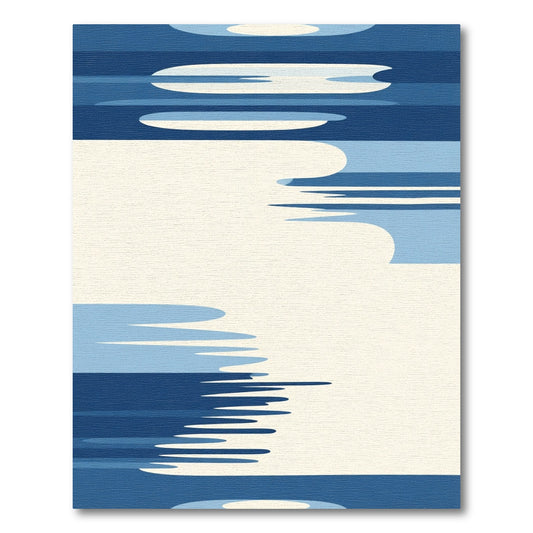 Deep Blue Abstract Water Ripples Rug