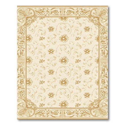 Golden Floral Swirl Contemporary Rug