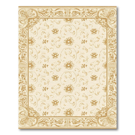 Golden Floral Swirl Contemporary Rug